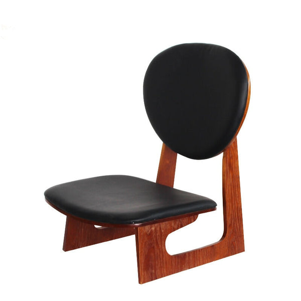 Japanese Style Wood Low Chair Stool Mahogany Finish Living Room Furniture Leisure Kneeling Chair Meditation Seat Leather Cushion