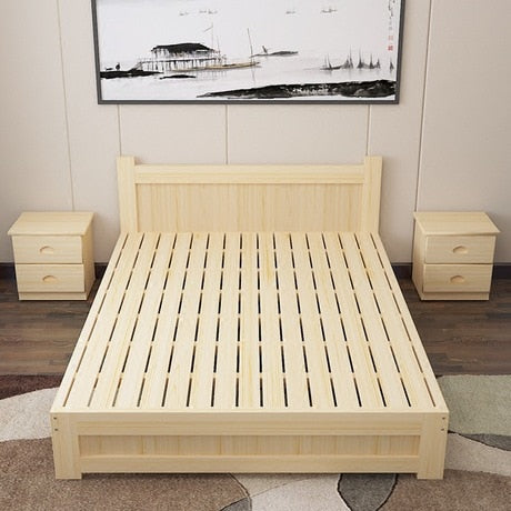 Home Bed Bedroom Furniture Home Furniture Nordic simple modern solid wood bed 1.5m/1.8m king size bed queen bed