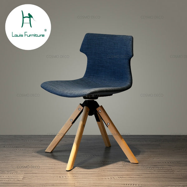 Louis Fashion Creative Furniture Designer Solid Wood Leg Hotel Office High-end Nordic Fabric Danish Soft Pack Leisure Chair