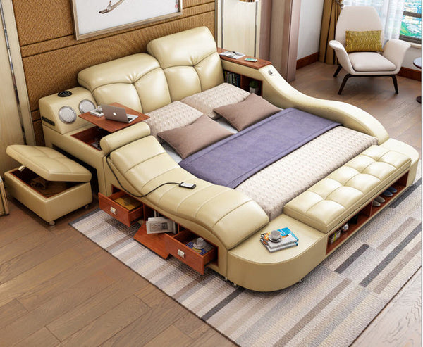 Real Genuine leather bed frame massage Soft Bed Home Bedroom Furniture camas lit muebles de dormitorio yatak mobilya quarto bett