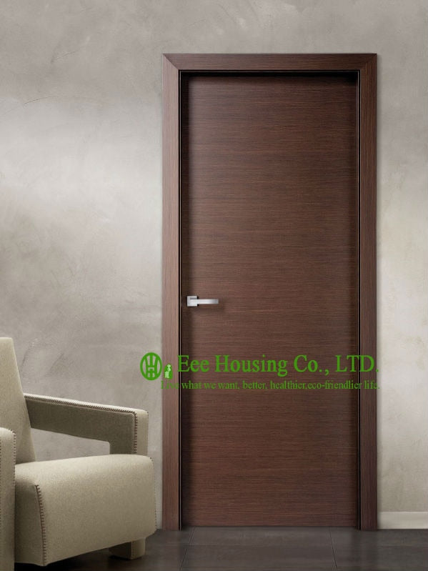 Modern Flush Wood Door For Sale, Walnut Veneer Interior Bedroom Door Design For Condos